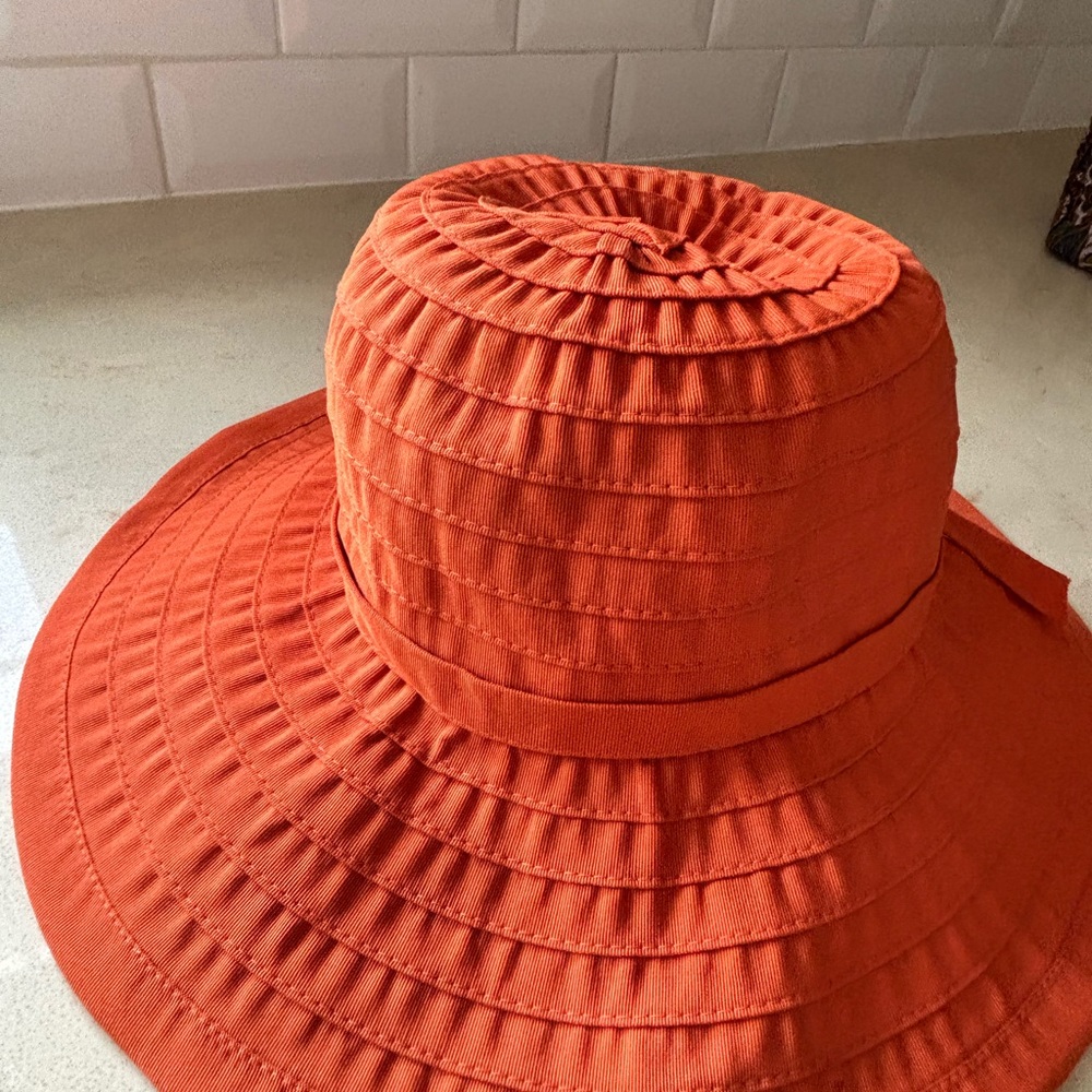 Elegant Orange Women's Sun Hat - Picture 2 of 5